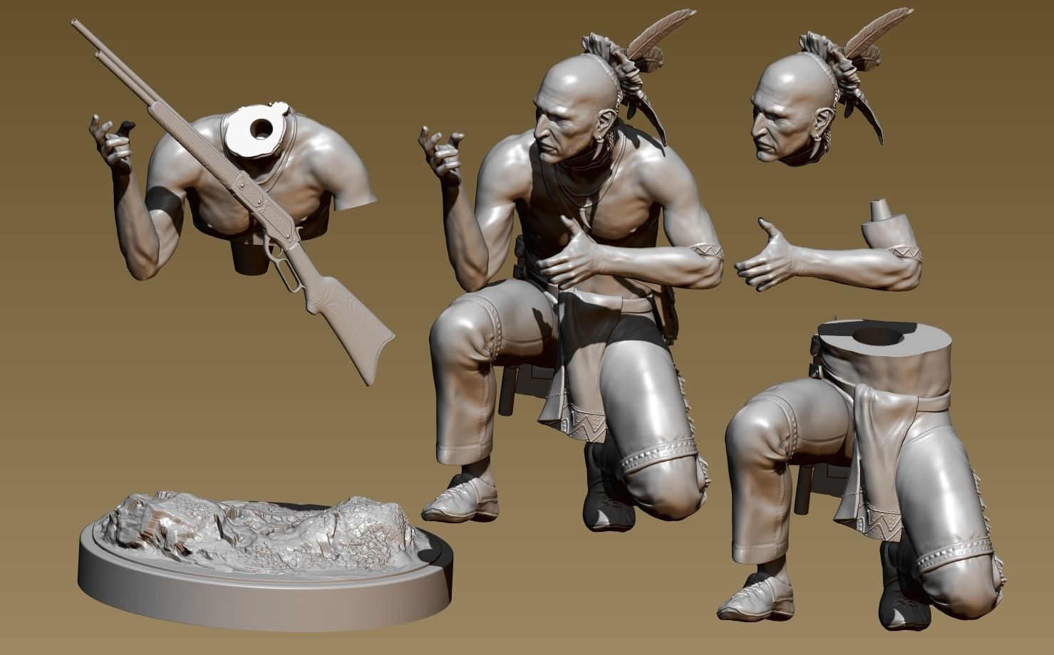 American Native Rifle 3D print model_26