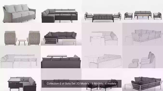 Collection-2 of Sofa Set 3D Models - 6 Models 
