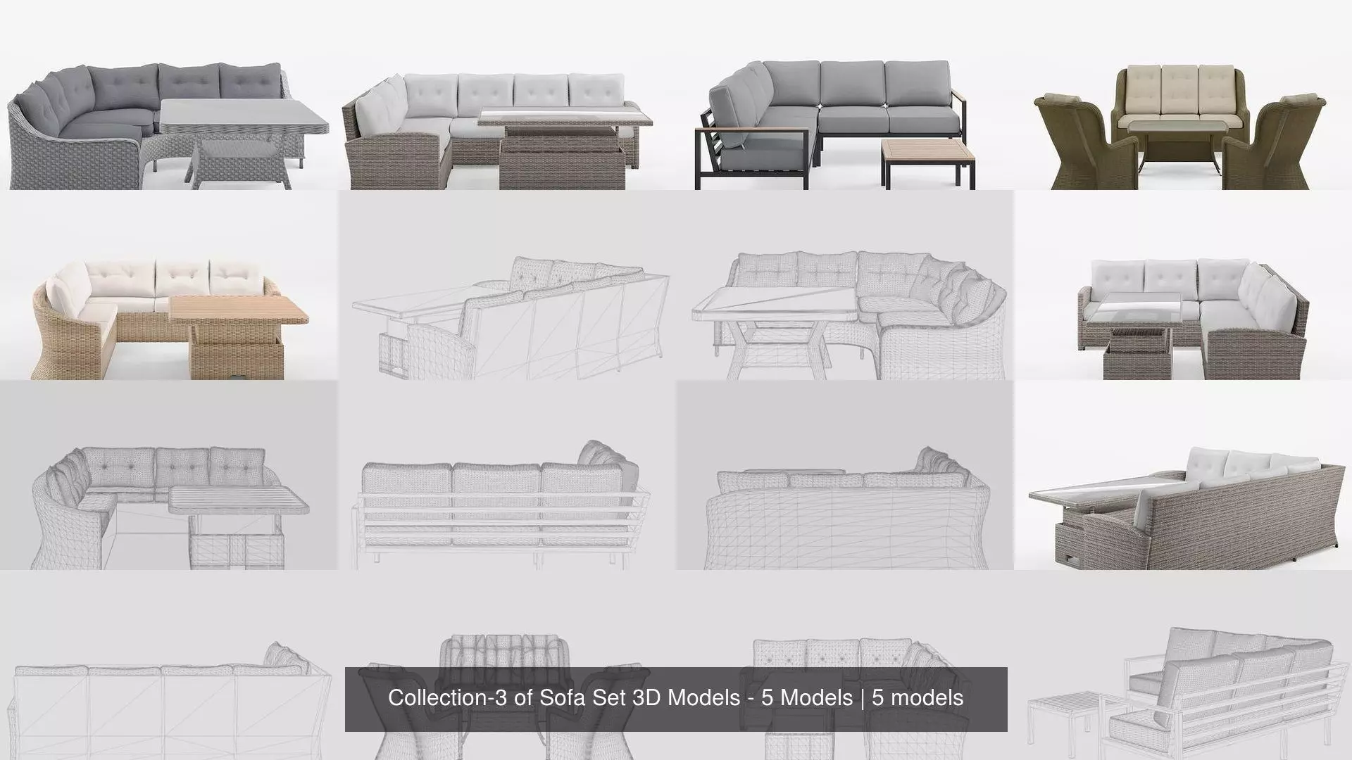 Collection-3 of Sofa Set 3D Models - 5 Models _0