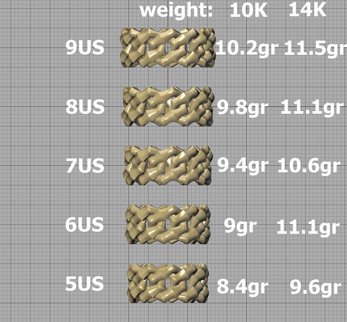 Knight Cuban Link Chain Ring  10mm Wide 5-12US 3D print model_11