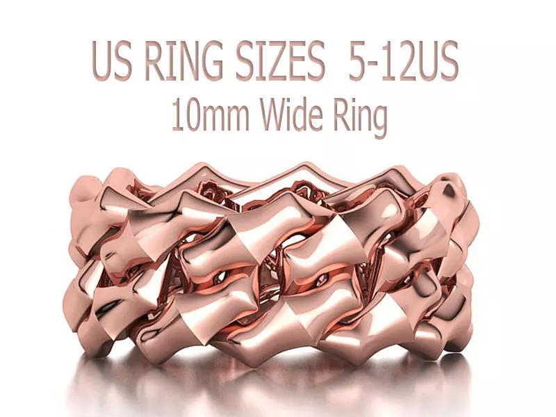 Knight Cuban Link Chain Ring  10mm Wide 5-12US 3D print model_0