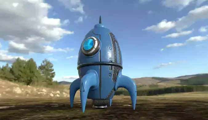 Cartoon Rocket  Low-poly 3D model
