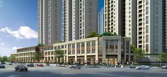 3Dmax fashion city commercial square building 407