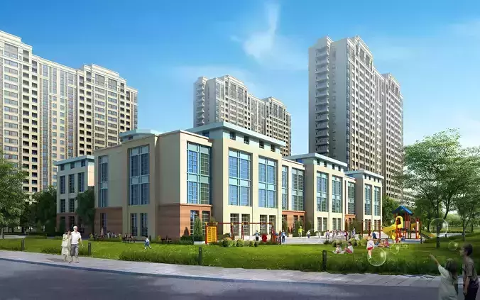 3Dmax fashion city commercial square building 413