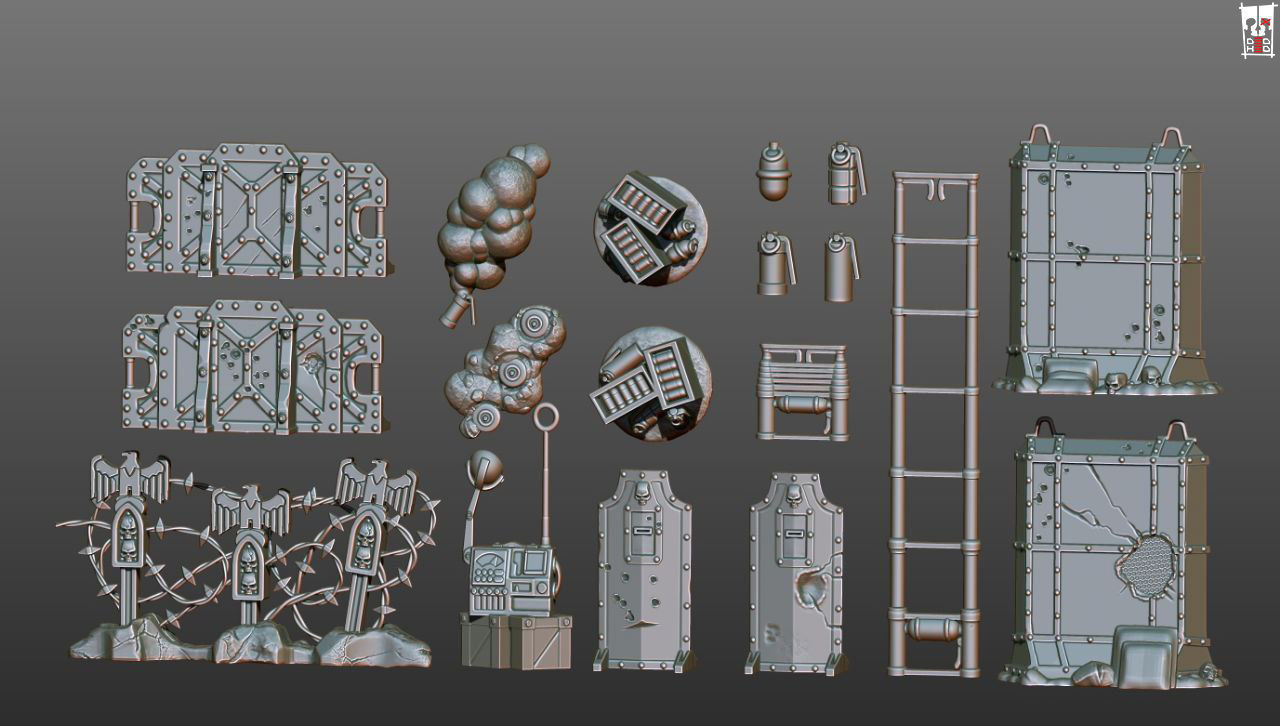 Terrain and barricades for wargame 3D print model_1