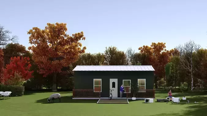 Small Apartment 3D House plan  Low-poly 3D model