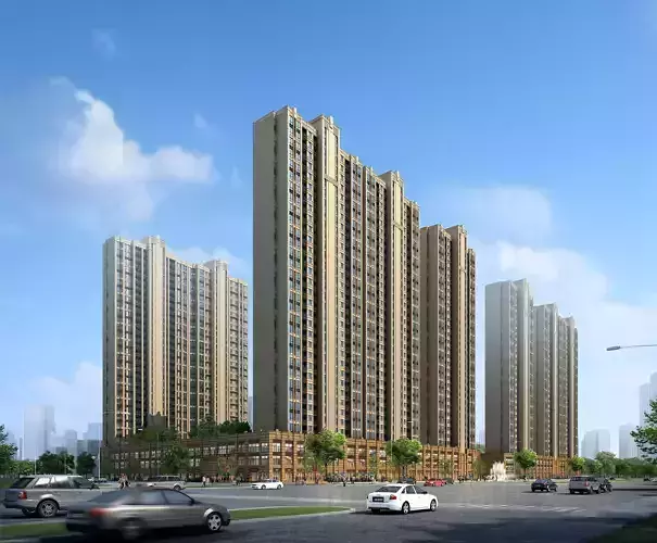 3Dmax fashion city commercial square building 414