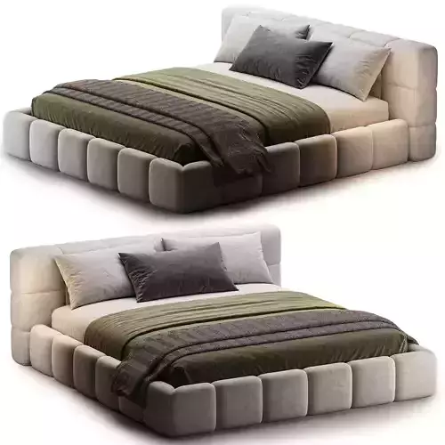 White Upholstered Modern Panel Bed