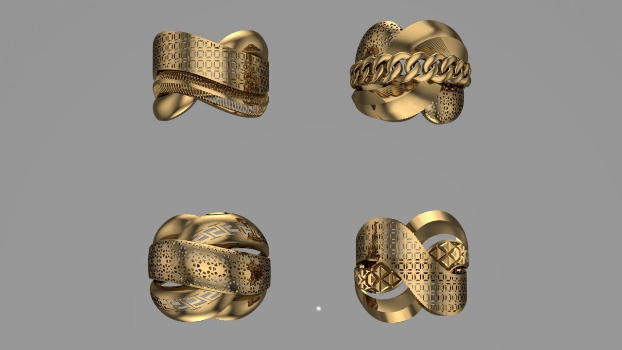 Women Fusion ring pack 3D print model_1
