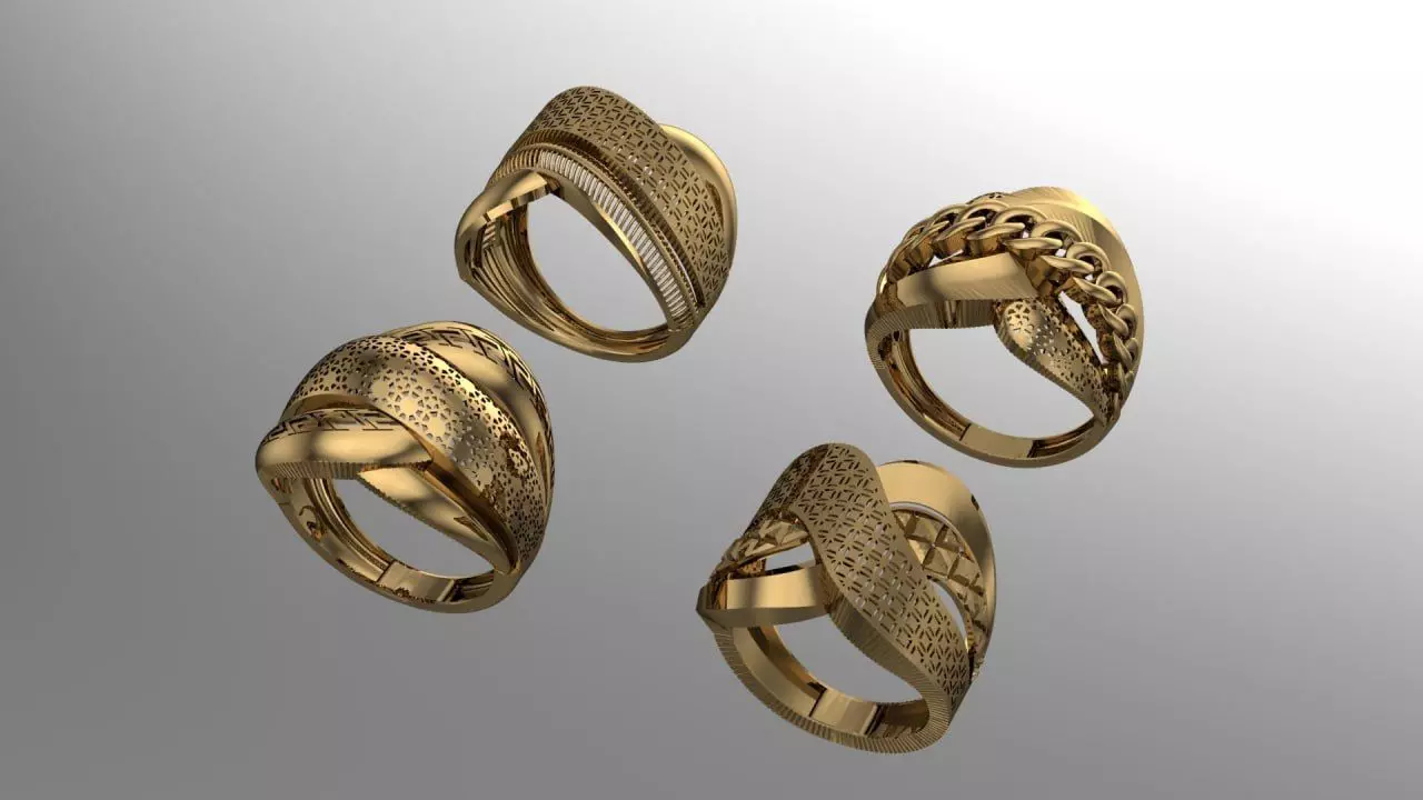 Women Fusion ring pack 3D print model_0