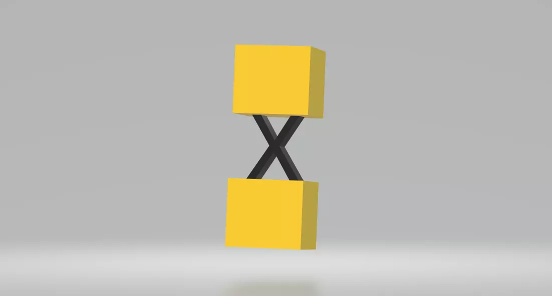 Double Yellow Box With X in the Middle 3D model_0