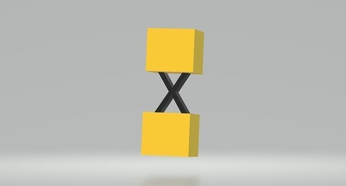 Double Yellow Box With X in the Middle 3D model