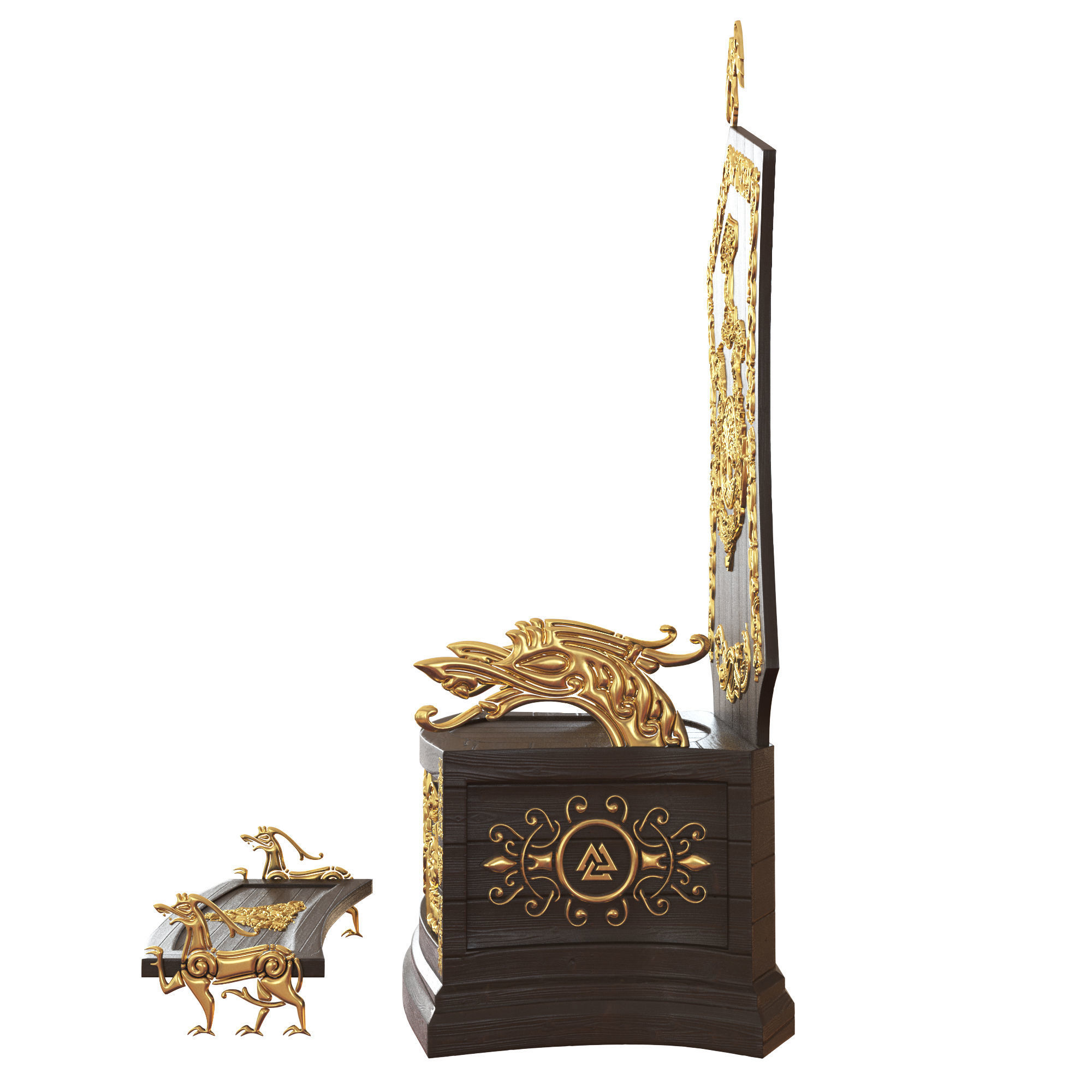 Viking throne 3D model_2