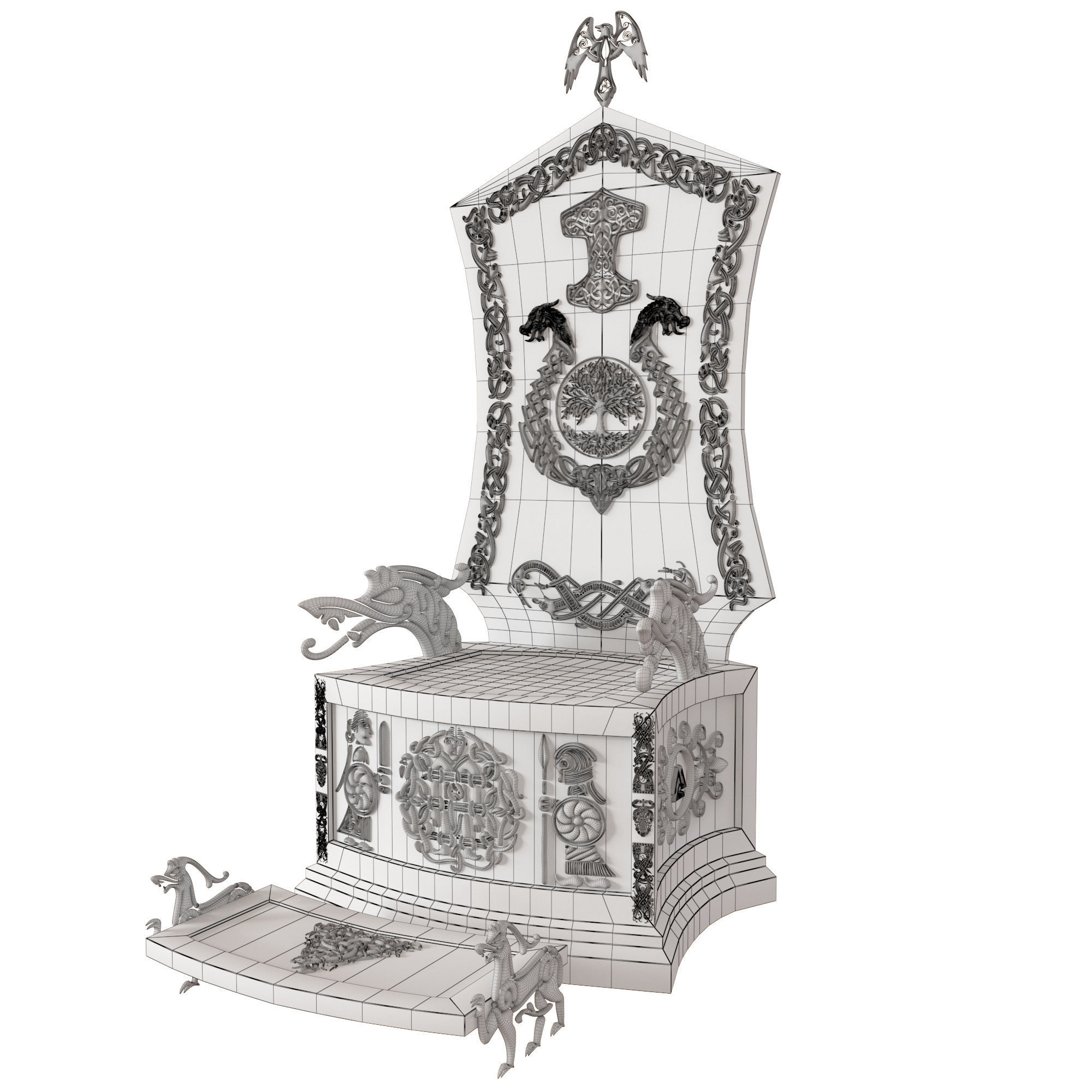 Viking throne 3D model_7