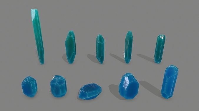 crystal set Low-poly 3D model