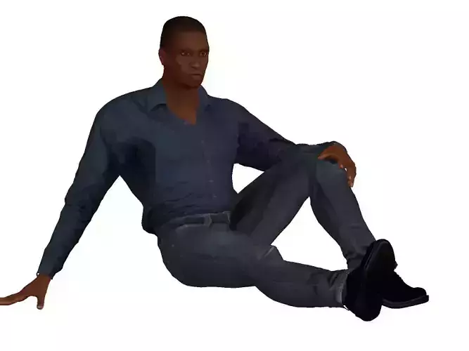 3d African man Rigged and Animated  Low-poly 3D model