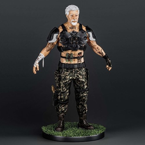 Oldman Solider Defender Low-poly 3D model
