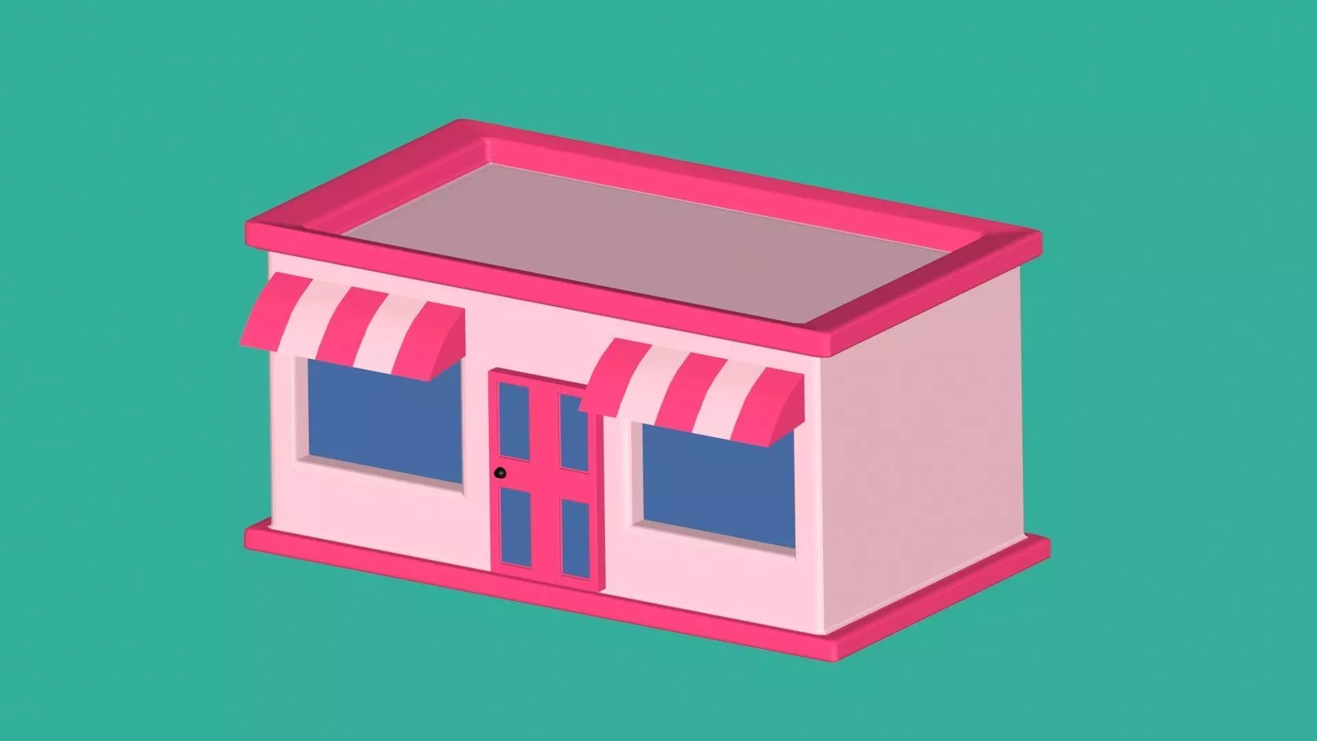 Low poly cartoon shop 3D model Game Ready Low-poly 3D model_0