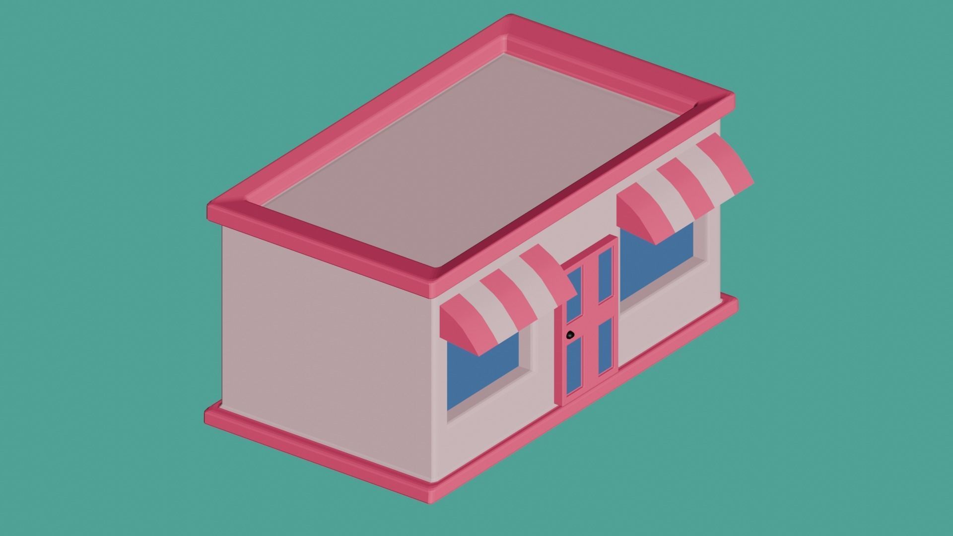 Low poly cartoon shop 3D model Game Ready Low-poly 3D model_1