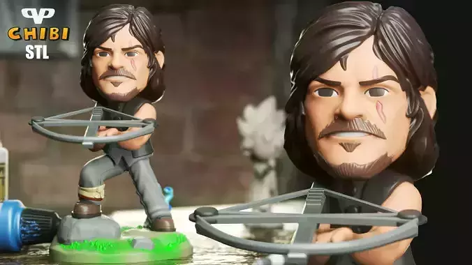 Daryl Chibi Walking Dead STL for 3D Printing ChibiSTL 3DXM