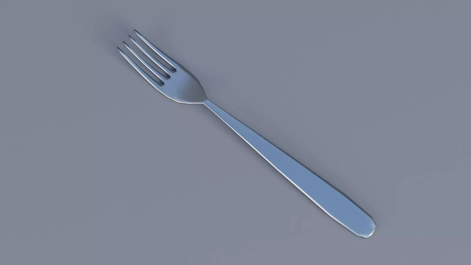 Stainless Steel fork Low-poly 3D model_0