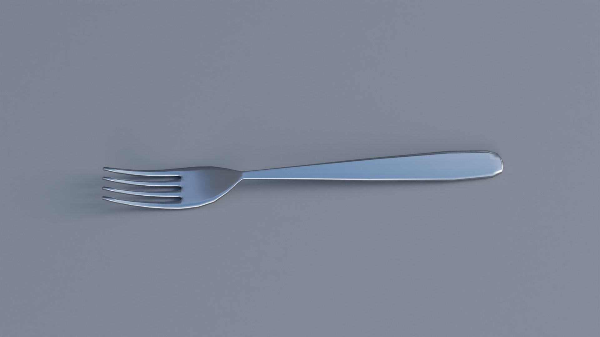 Stainless Steel fork Low-poly 3D model_1
