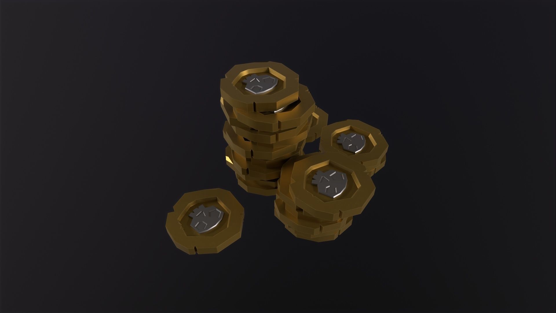 Stylized Pirate Coin 3D Model Low-poly 3D model_5