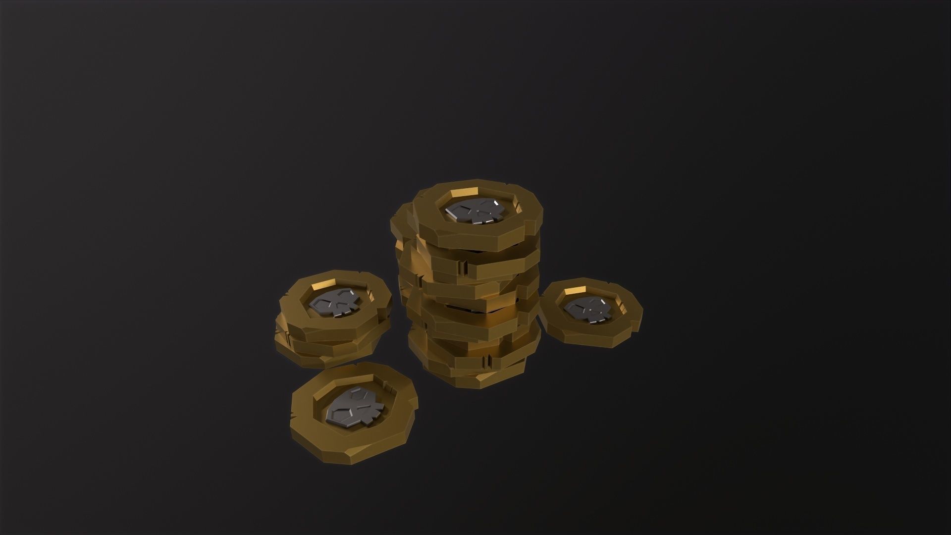 Stylized Pirate Coin 3D Model Low-poly 3D model_2