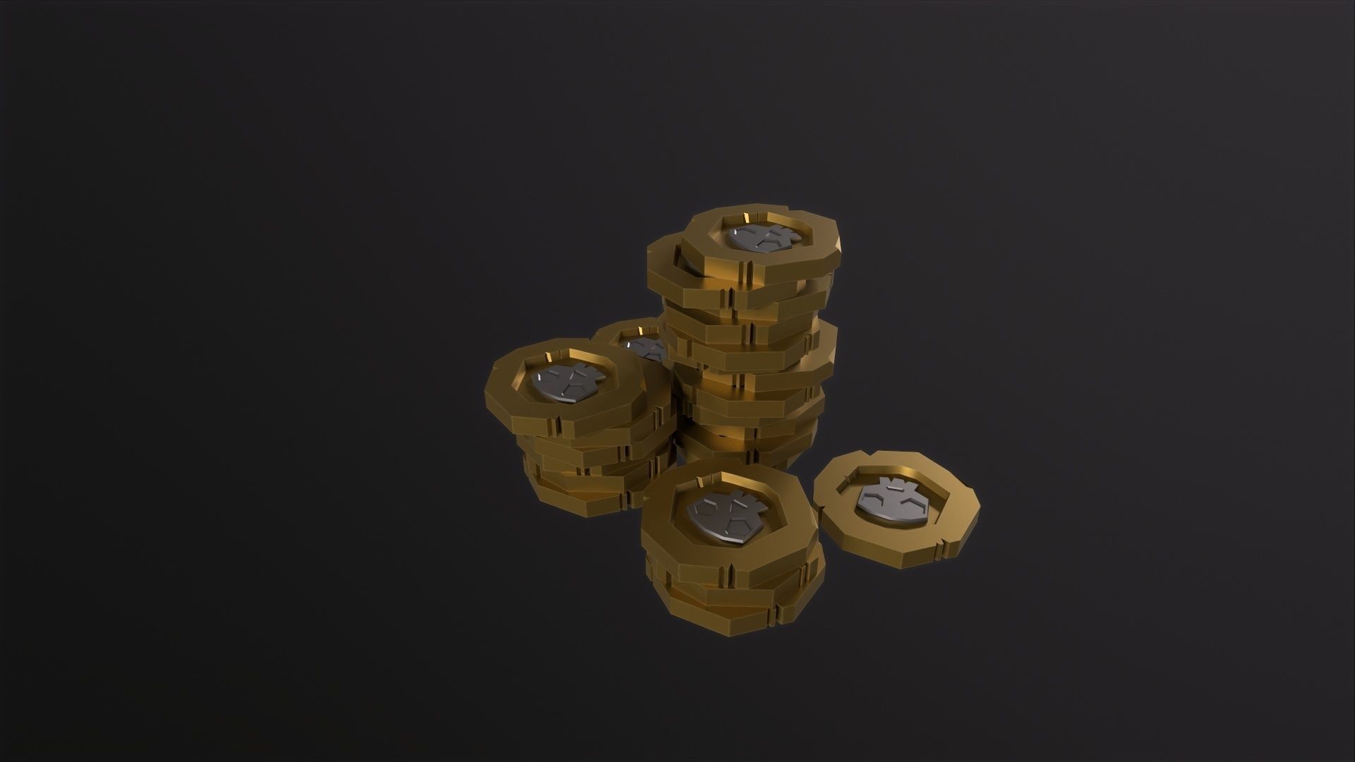 Stylized Pirate Coin 3D Model Low-poly 3D model_3