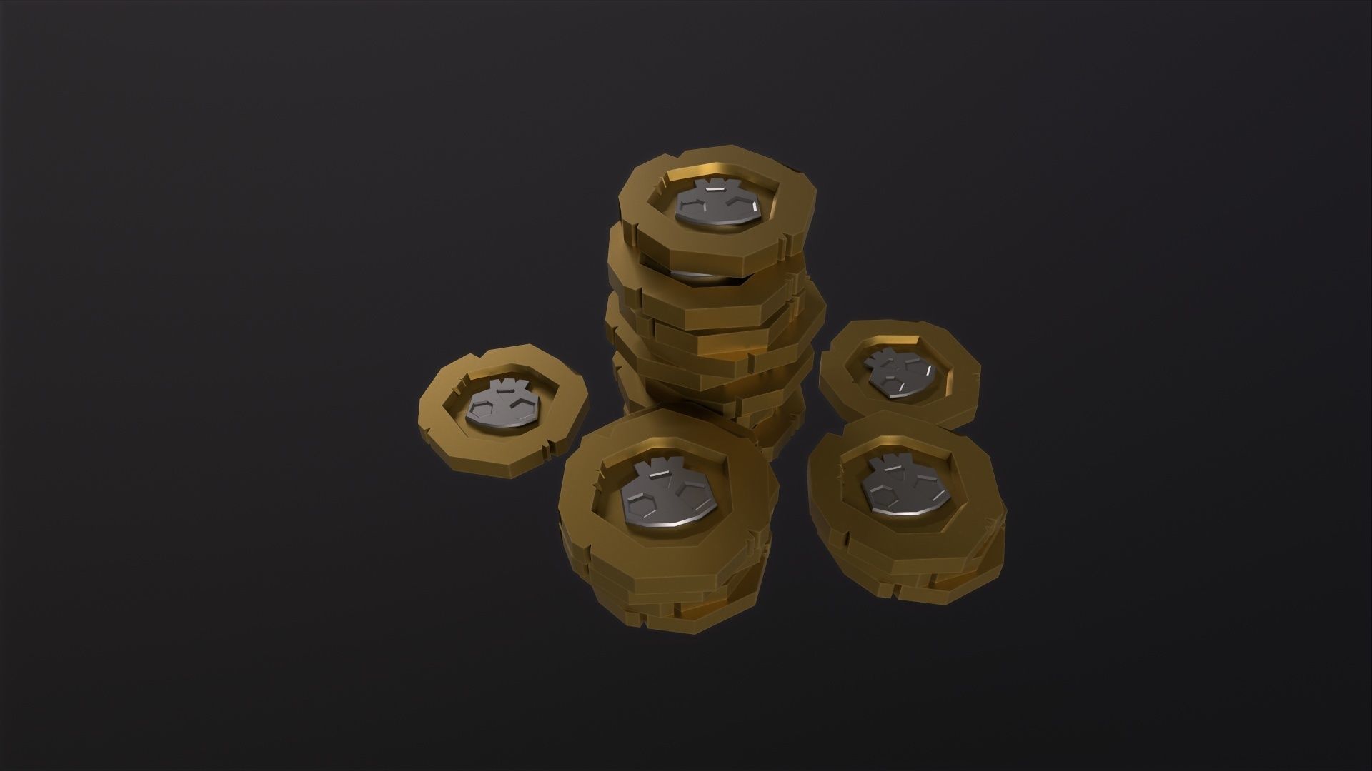 Stylized Pirate Coin 3D Model Low-poly 3D model_4