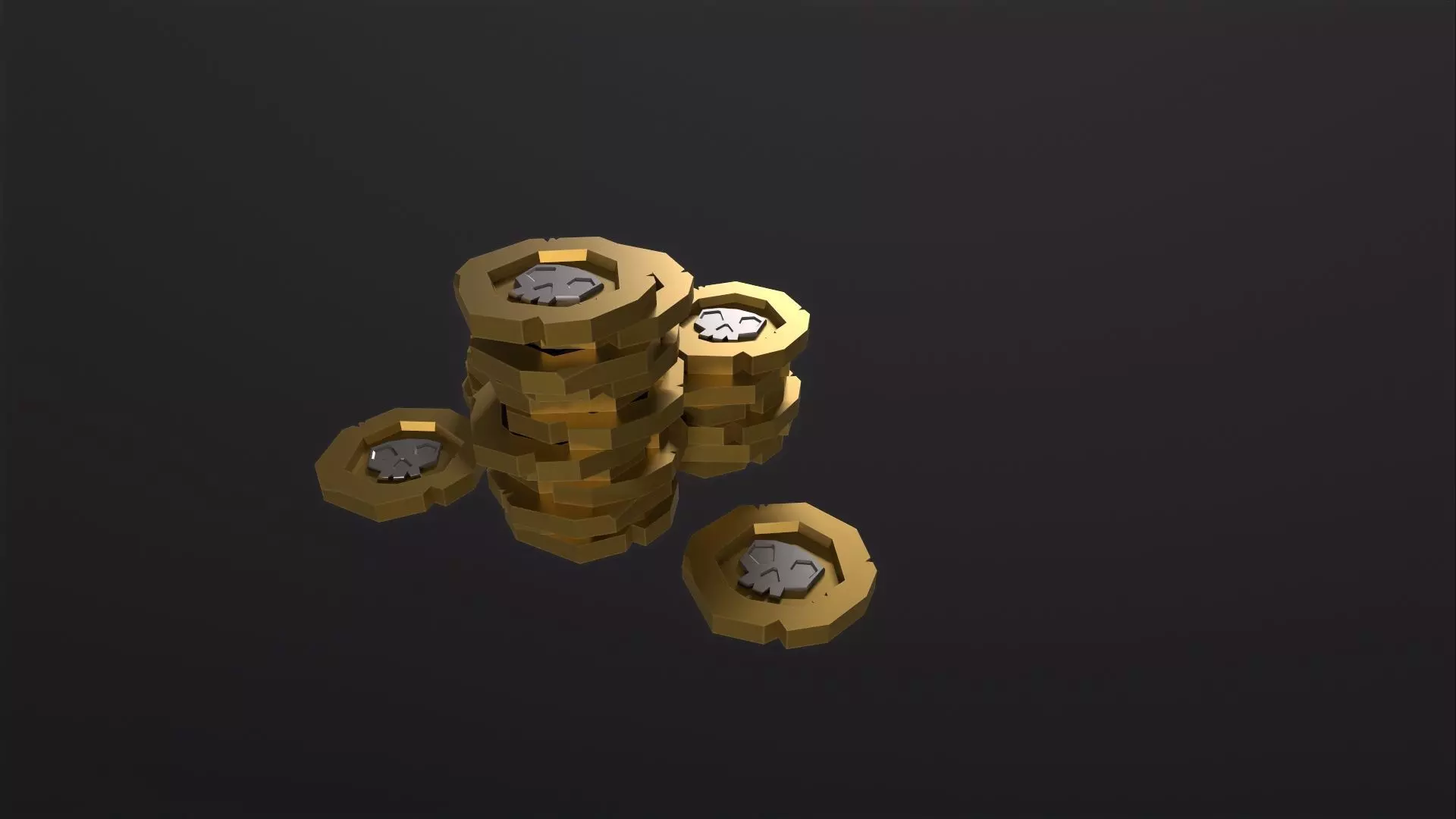 Stylized Pirate Coin 3D Model Low-poly 3D model_0