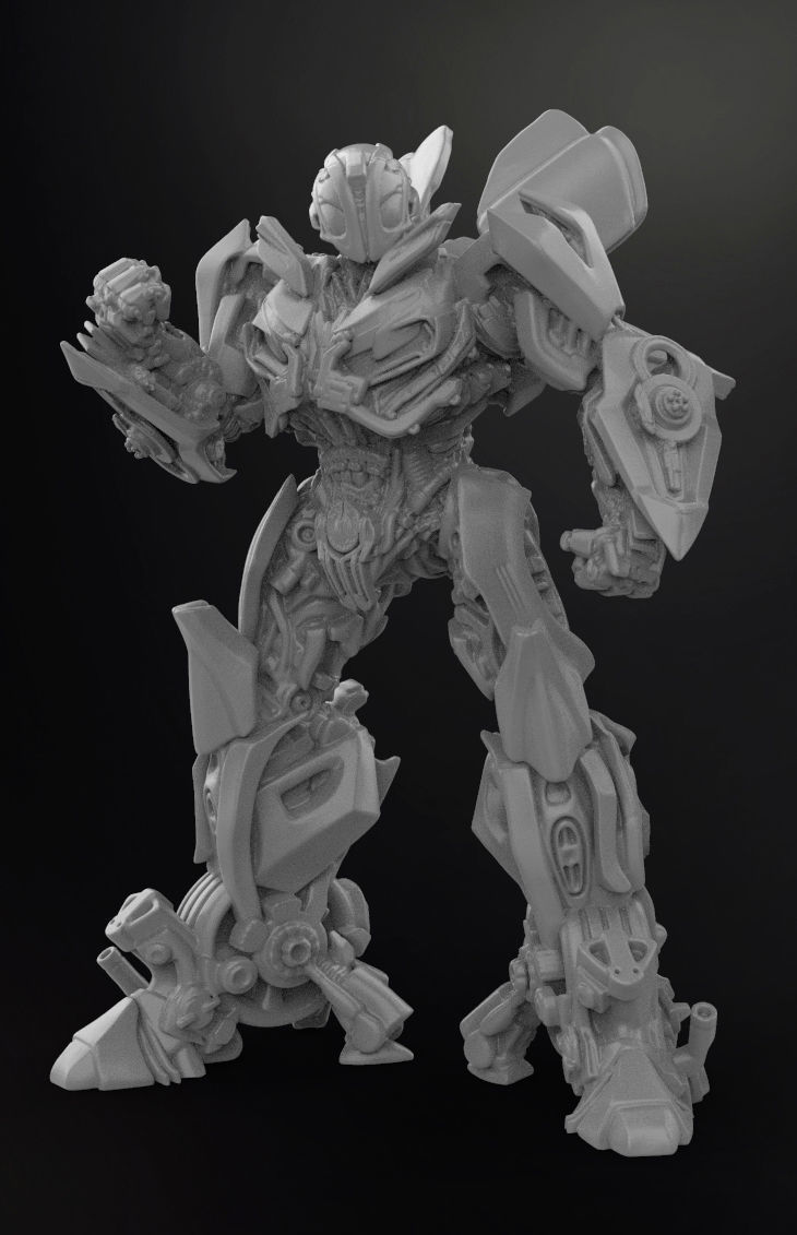 Bumblebee Battle mode Cut and Keyed 3D print model_2