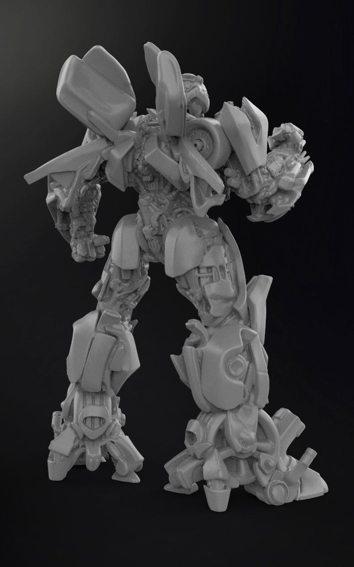 Bumblebee Battle mode Cut and Keyed 3D print model_1