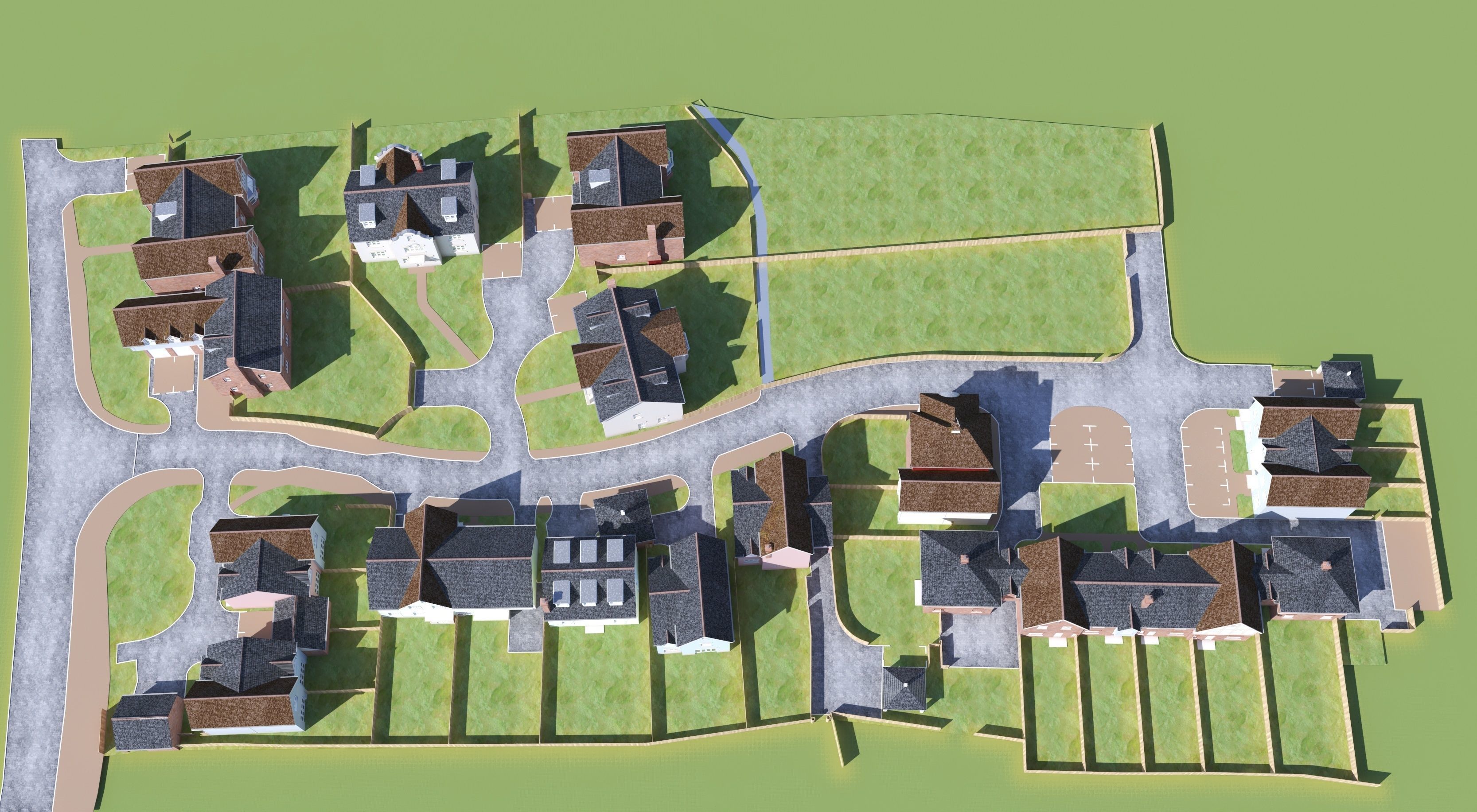 UK country neighborhood 3D model_8
