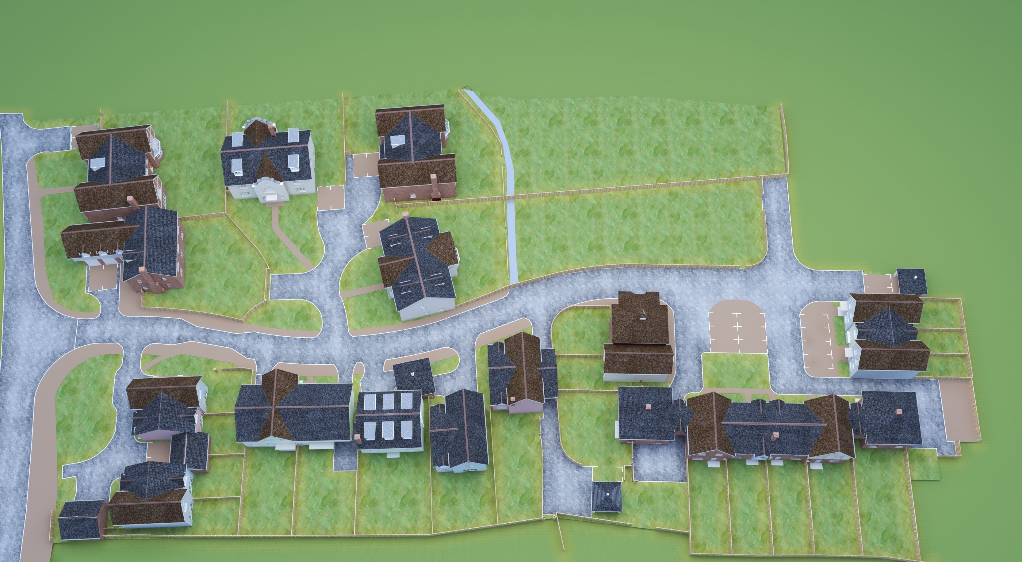 UK country neighborhood 3D model_5