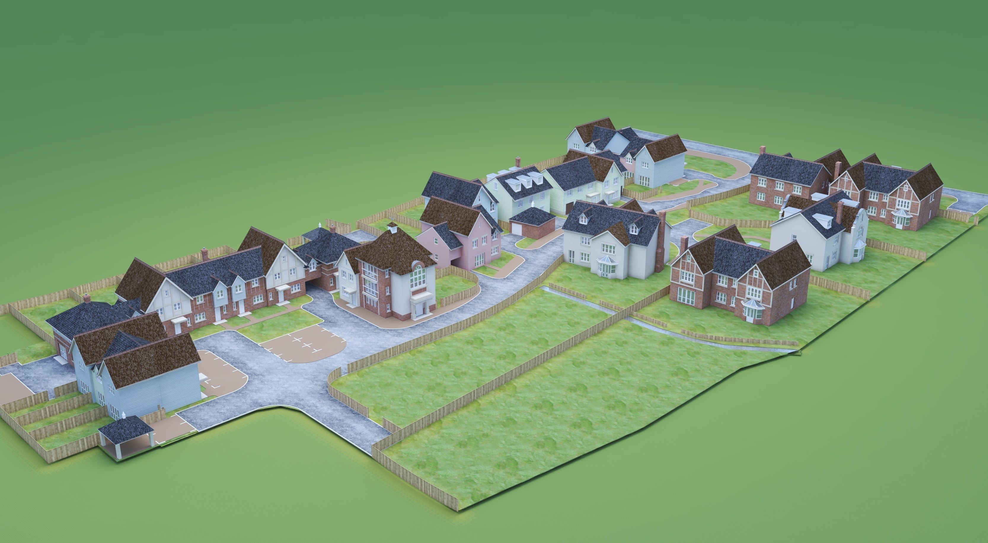 UK country neighborhood 3D model_7
