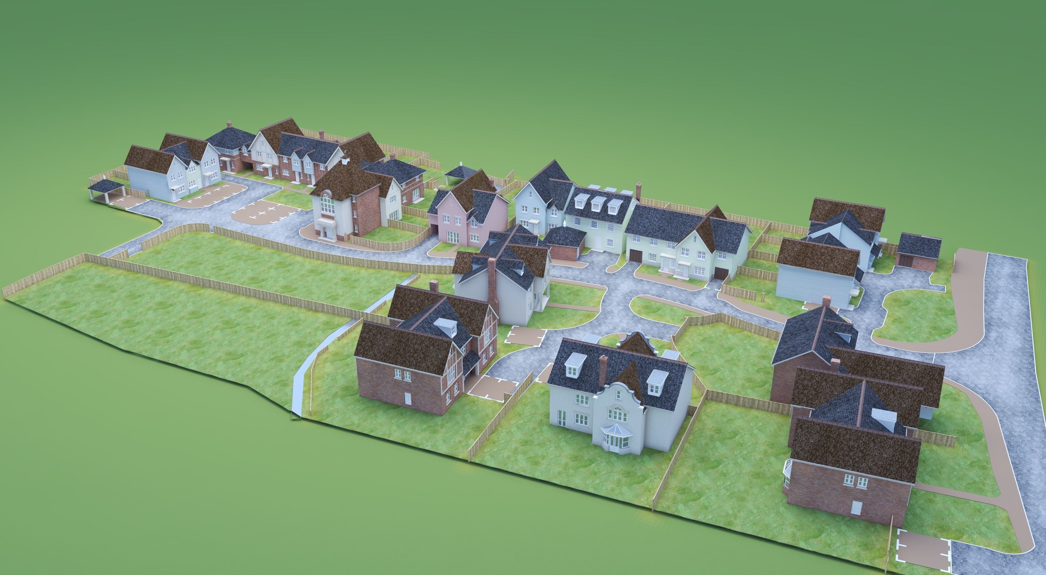 UK country neighborhood 3D model_3