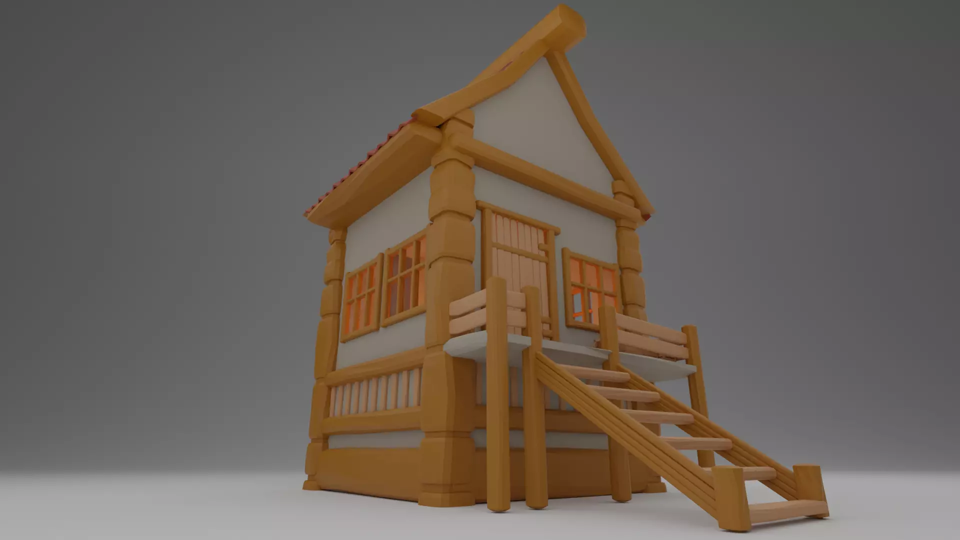 Medieval cottage 3D print model_0
