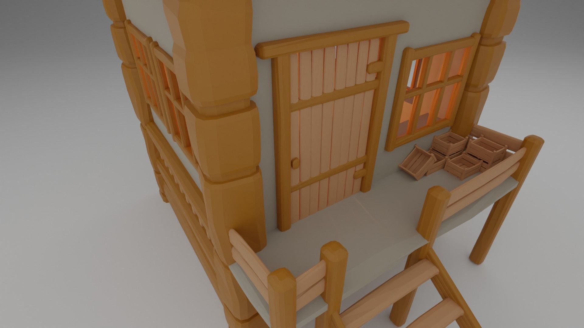 Medieval cottage 3D print model_11