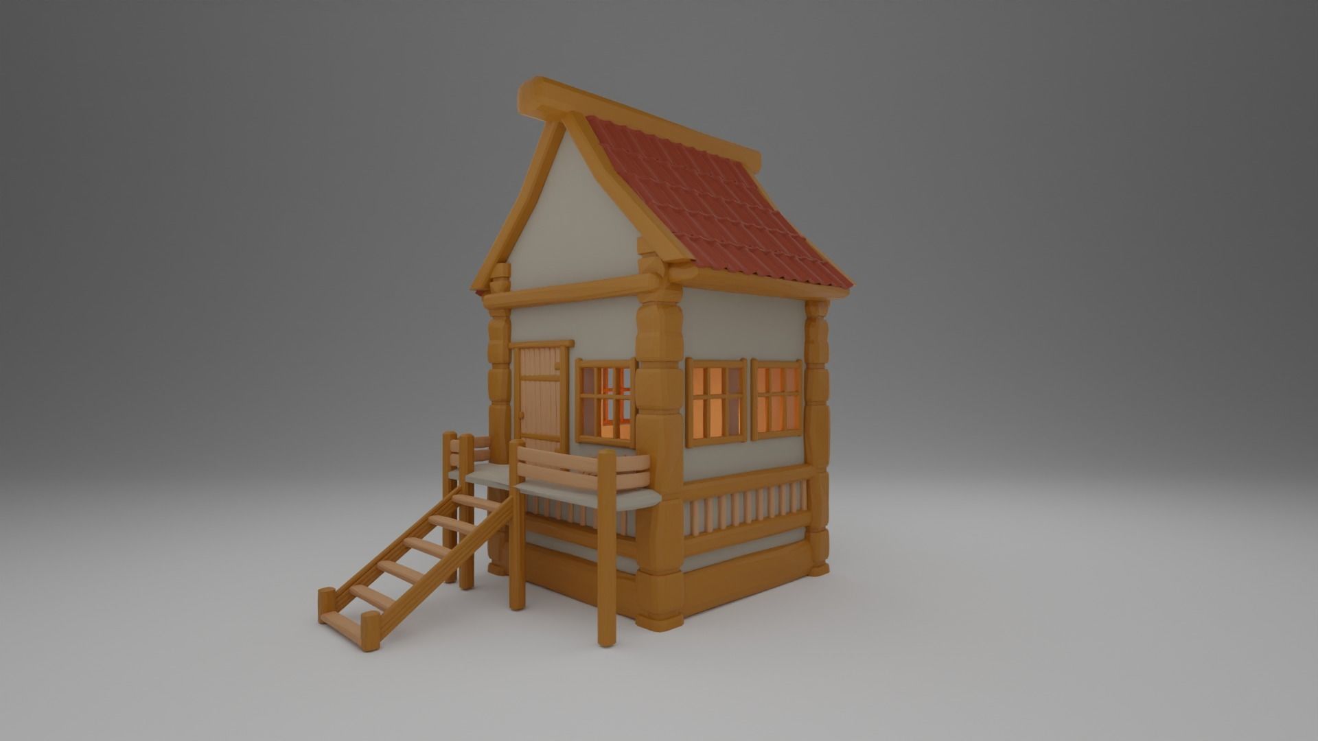 Medieval cottage 3D print model_7