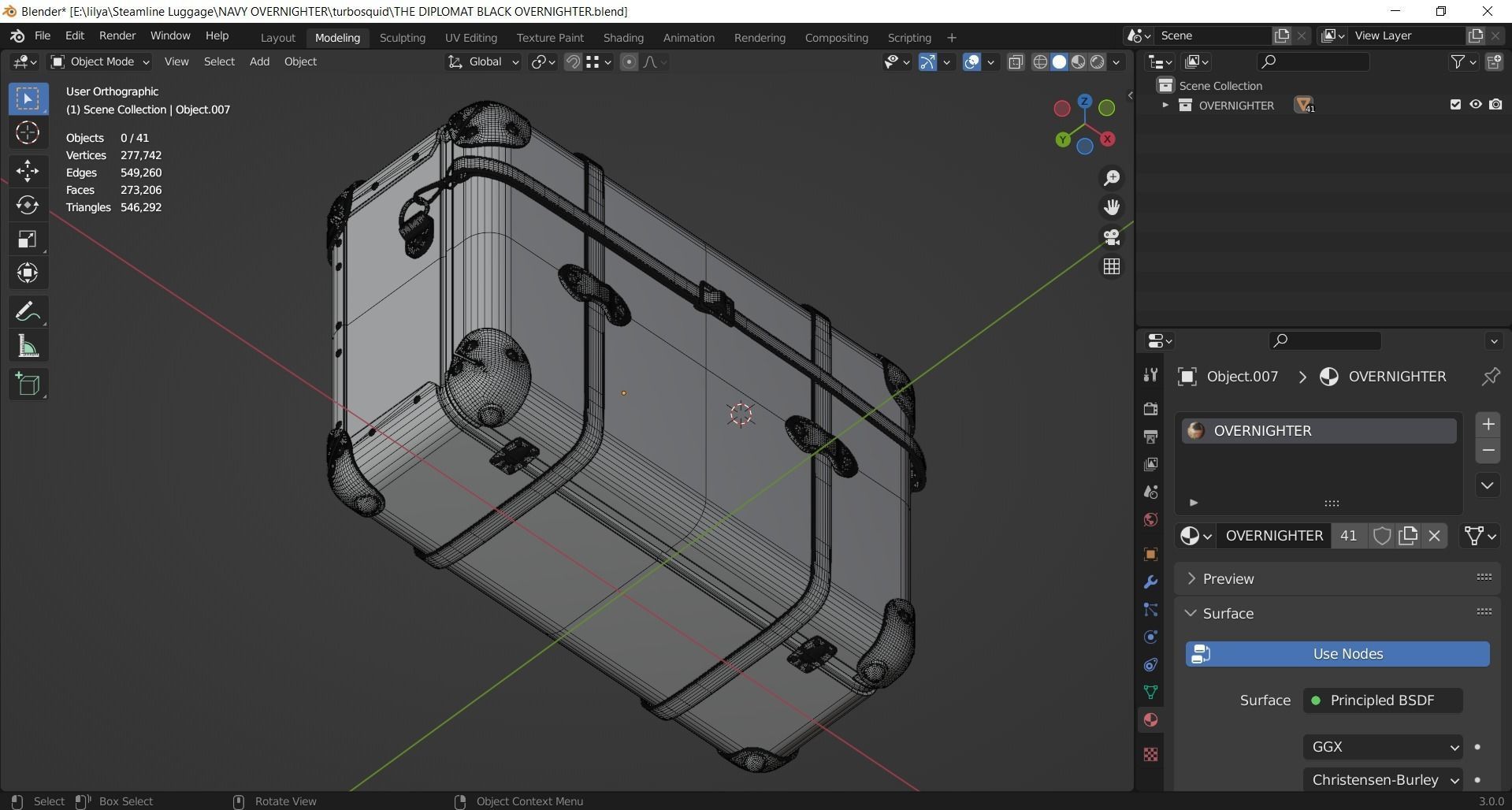 Steamline Diplomat Black Overnighter 3D model_12