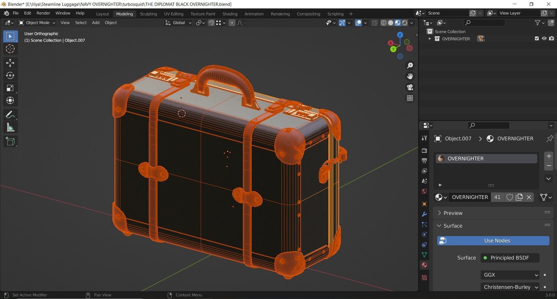 Steamline Diplomat Black Overnighter 3D model_13