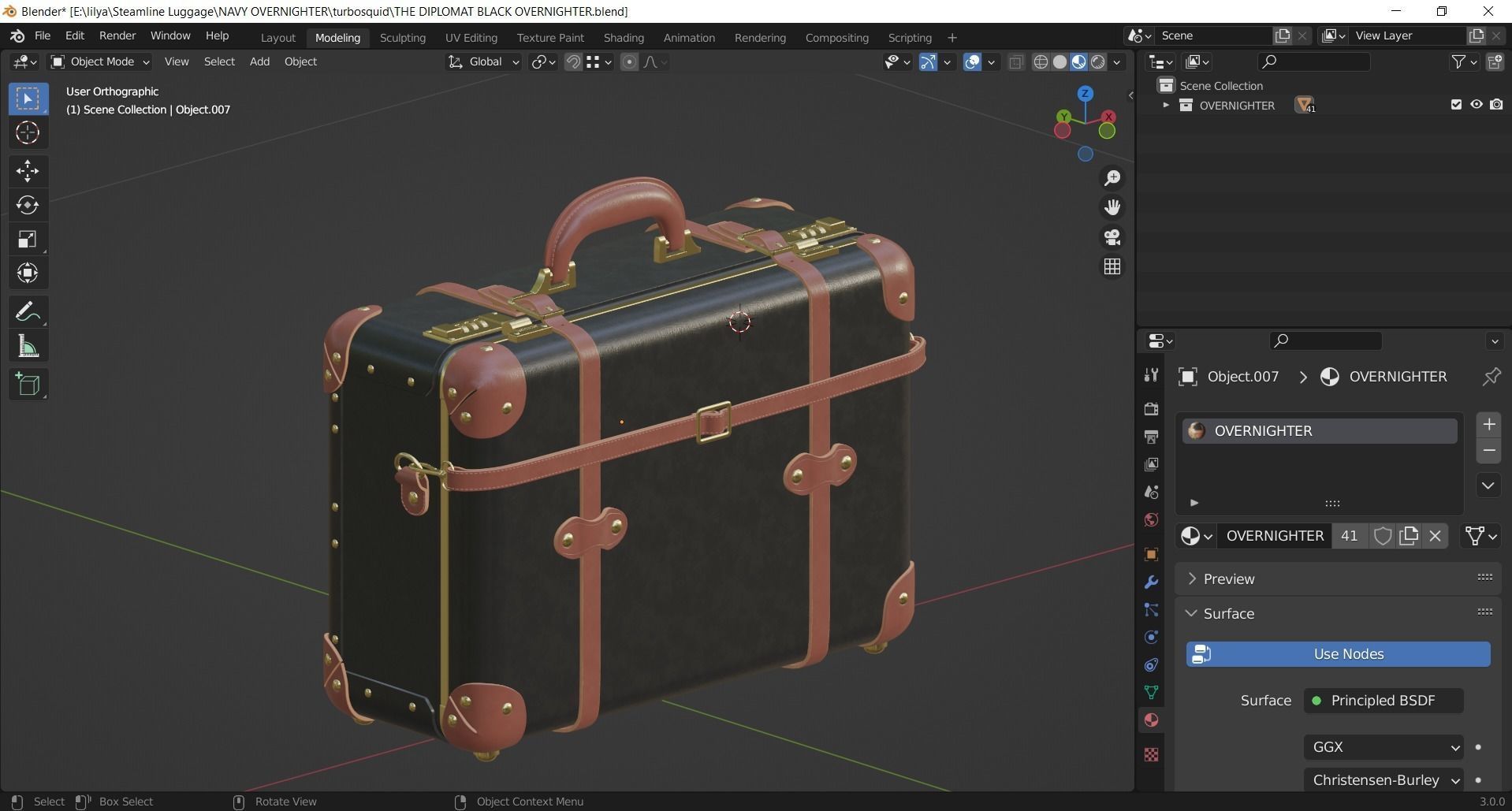 Steamline Diplomat Black Overnighter 3D model_11