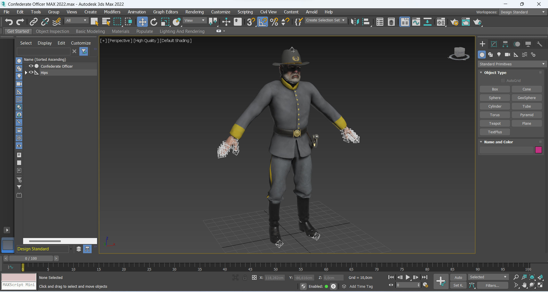 Confederate Officer Low-poly 3D model_13