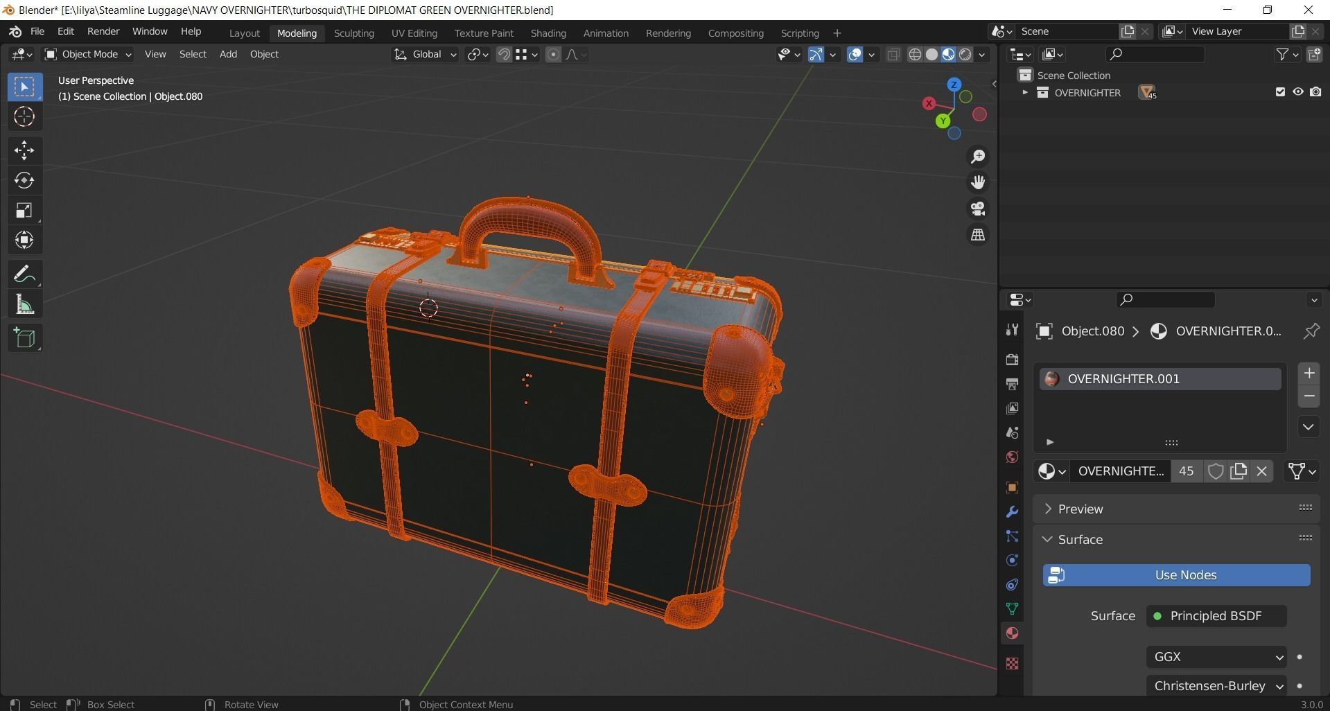 Steamline Diplomat Green Overnighter 3D model_12
