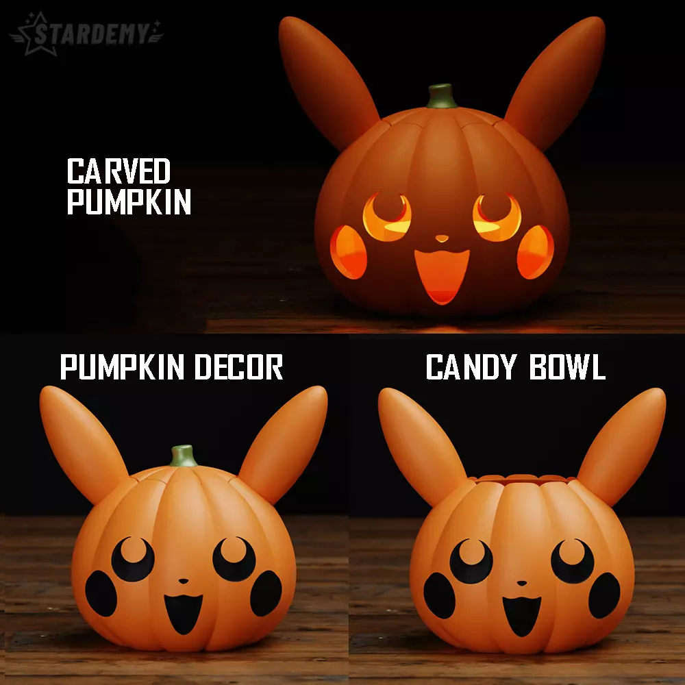 Pumpkin Pikachu Candy Bowl Basket Halloween 3D print model_0
