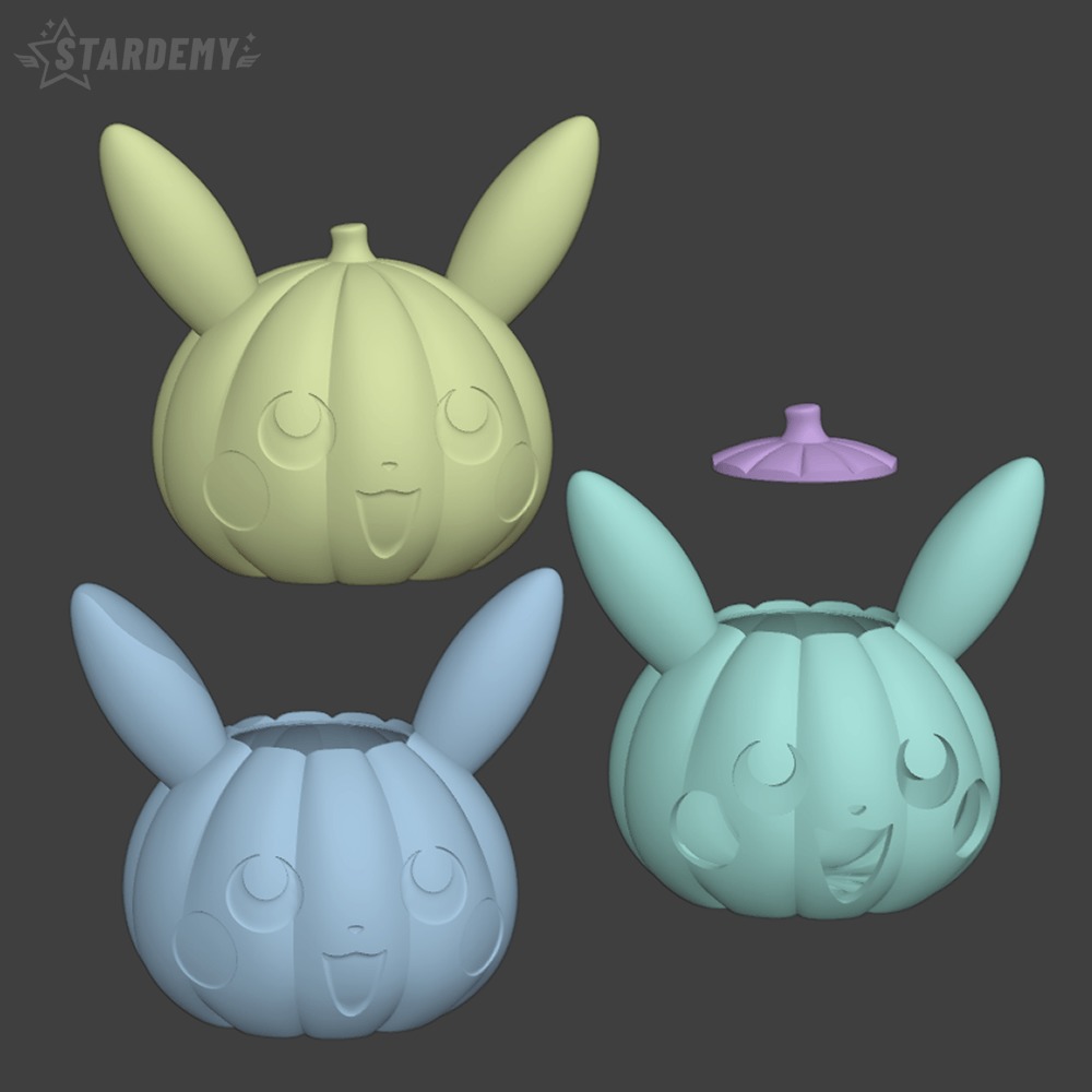 Pumpkin Pikachu Candy Bowl Basket Halloween 3D print model_2