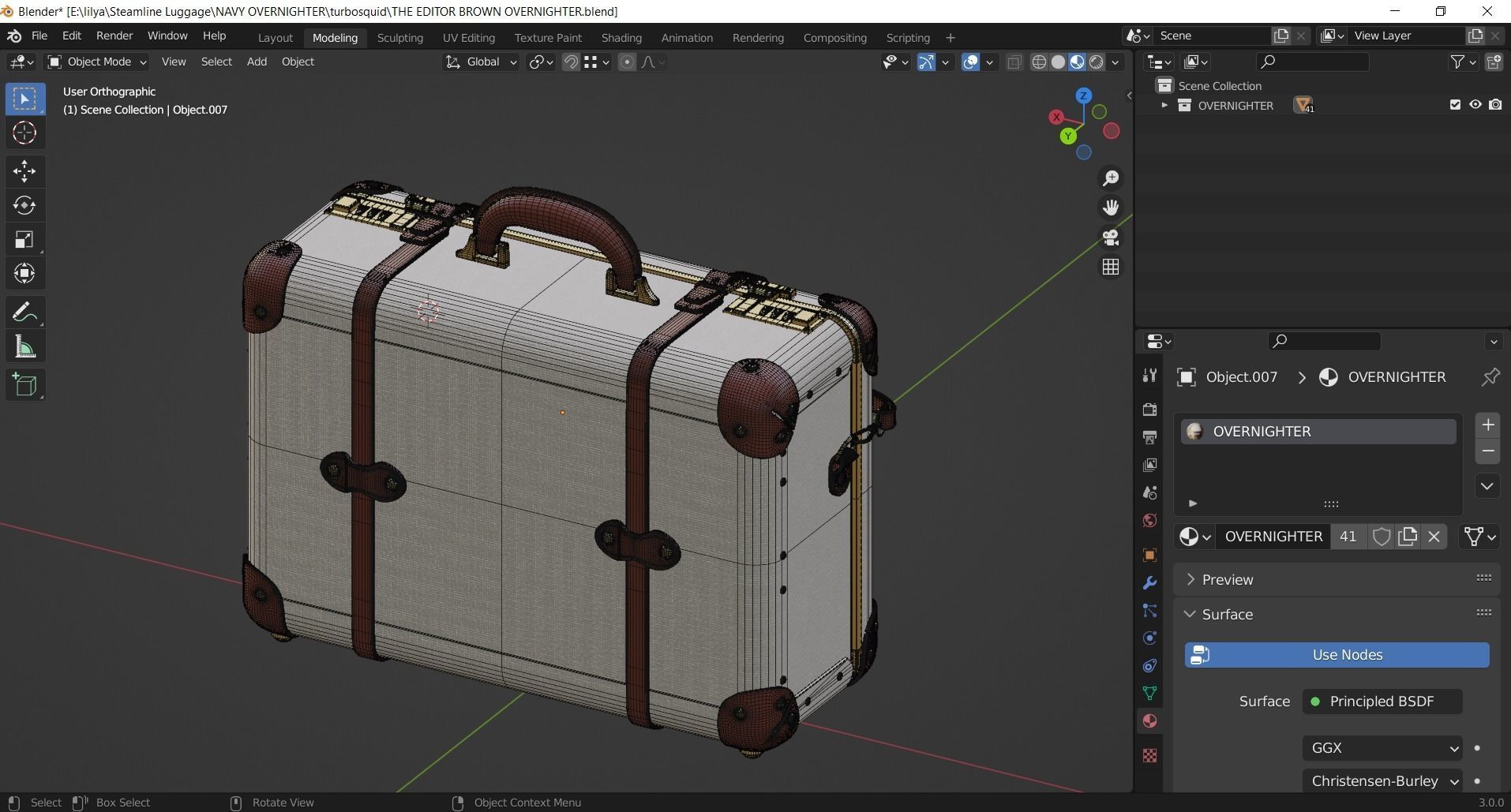 Steamline Editor Brown Overnighter 3D model_12