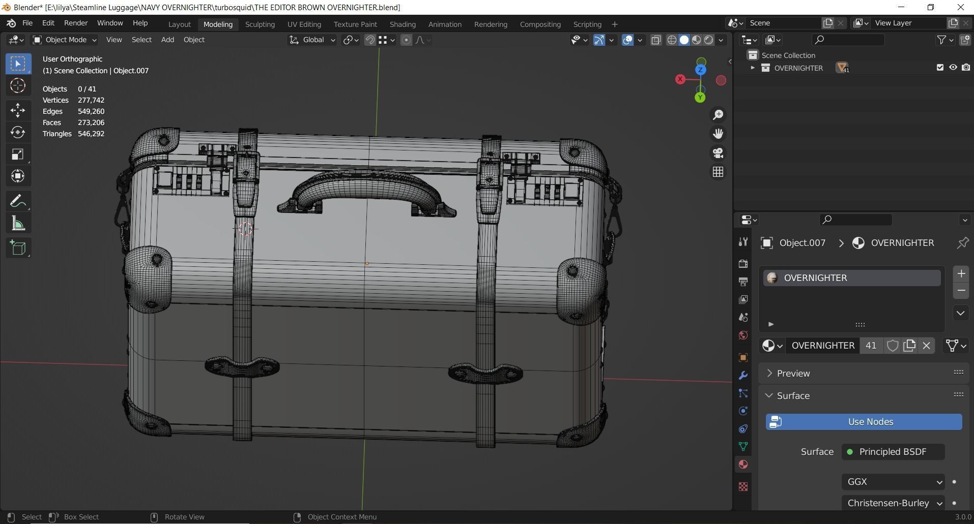 Steamline Editor Brown Overnighter 3D model_13