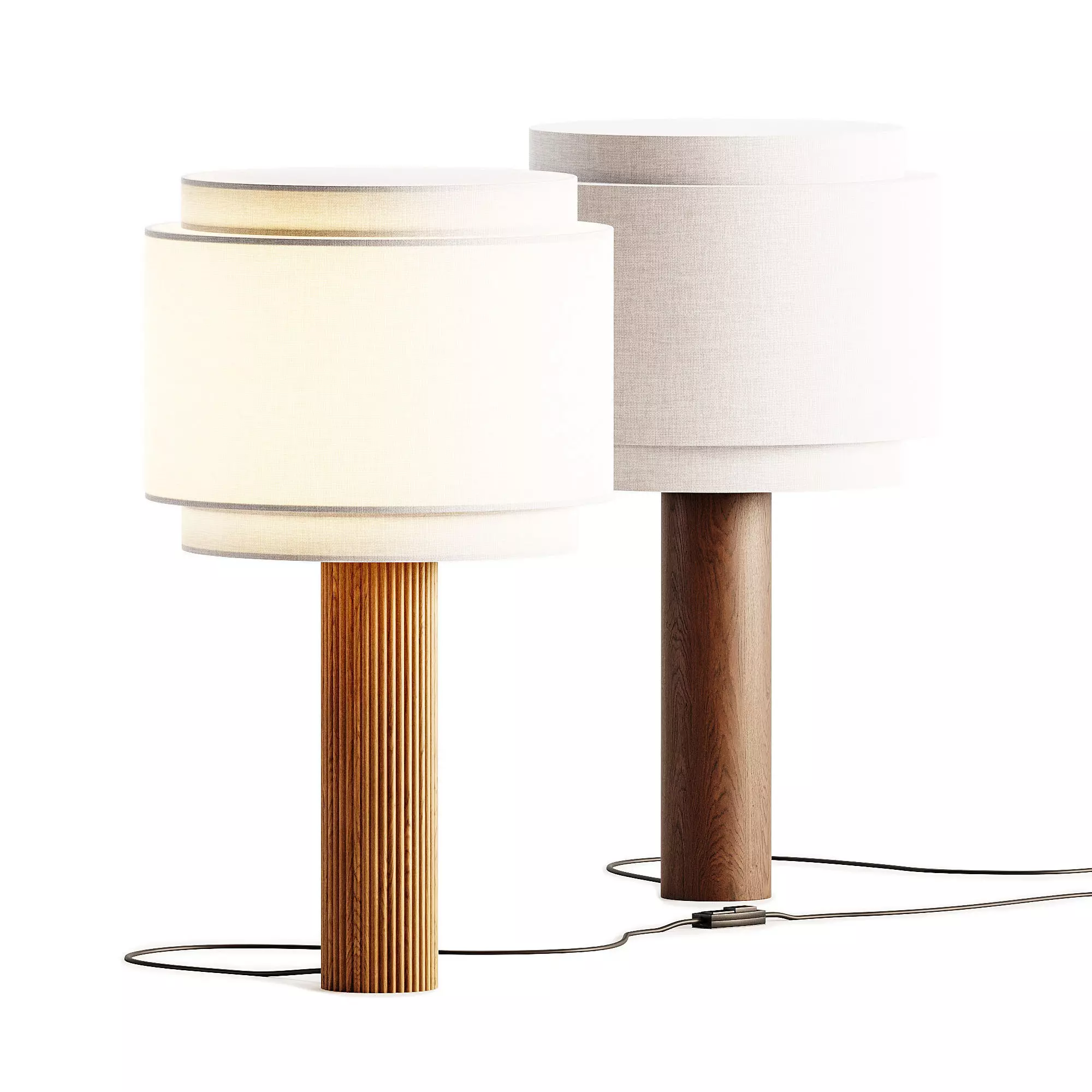 Walnut Fluta Duoble Table Lamp by Simone Marcel Low-poly 3D model